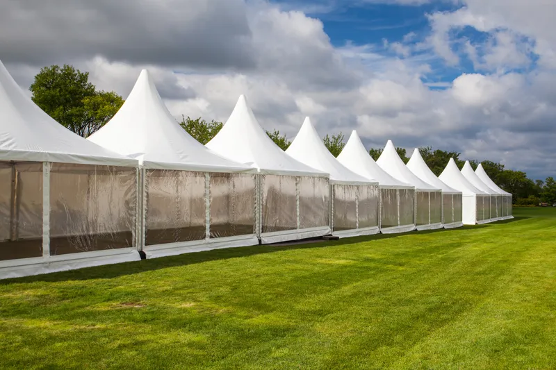a row of event tents 