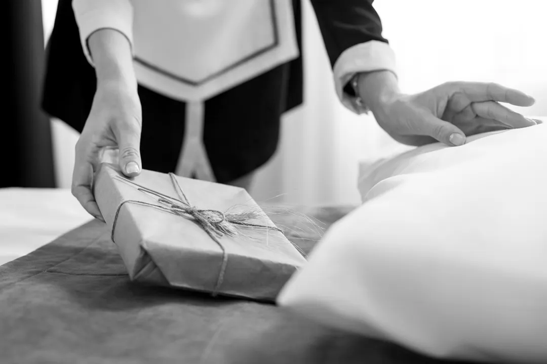 Promotional gift box given to someone