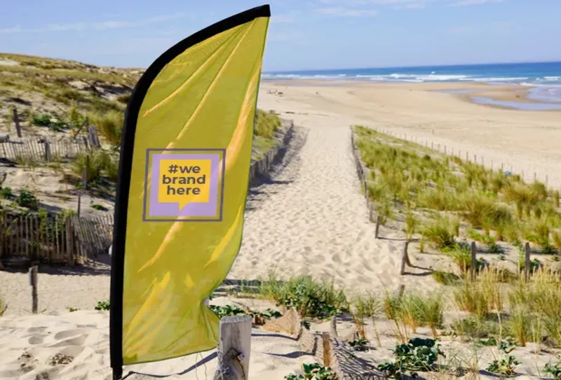 Personalized banner flying on the beach