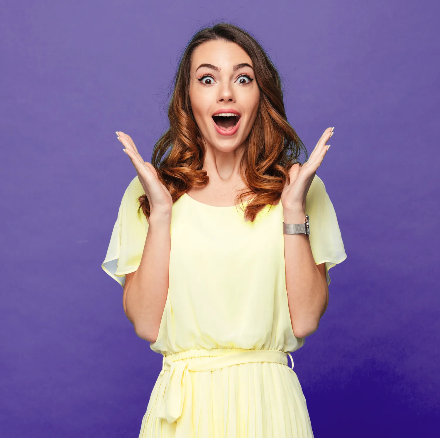 a lady with a surprised face expression for the amazing corporate gifts from Ignition Marketing